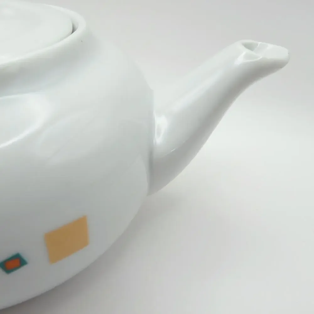 Vintage Liz Claiborne Delights to a Tea Teapot Gold Geometric Squares